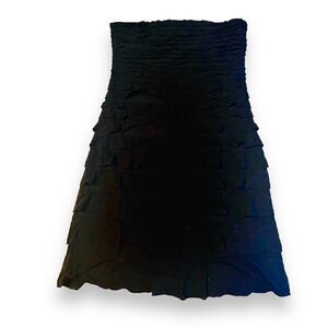 Express Strapless Dress Women’s Small Black Tiered Ruffles Y2K